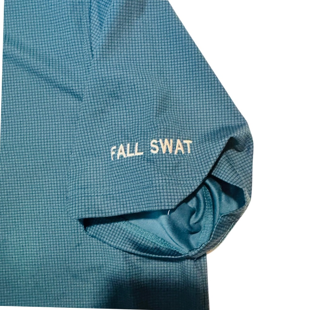 Greyson Mens Teal Blue Micro Grid Performance Golf Polo Shirt Size Medium M - Picture 7 of 7